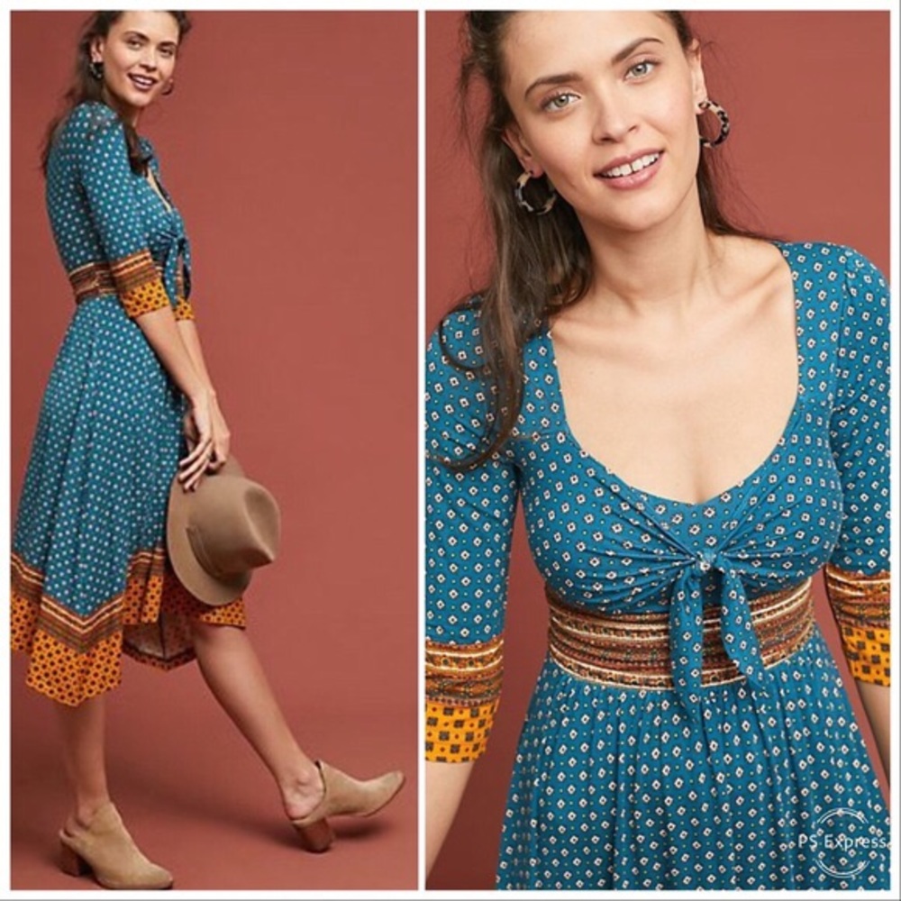 Anthropologie Maeve Teal Beloved Dress